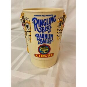 Vintage 1988 Ringling Bros Barnum & Bailey Circus Tiger Mug 3D Plastic Souvenir
